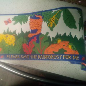 NWT EISENHART VINTAGE PLEASE SAVE THE RAINFOREST FOR ME BORDER WALLPAPER